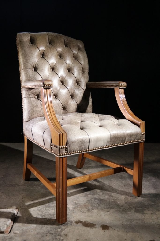 American Vintage Design Fauteuil Antilopenleer jaren 80, Huis en Inrichting, Ophalen, Gebruikt, Minder dan 75 cm, Leer