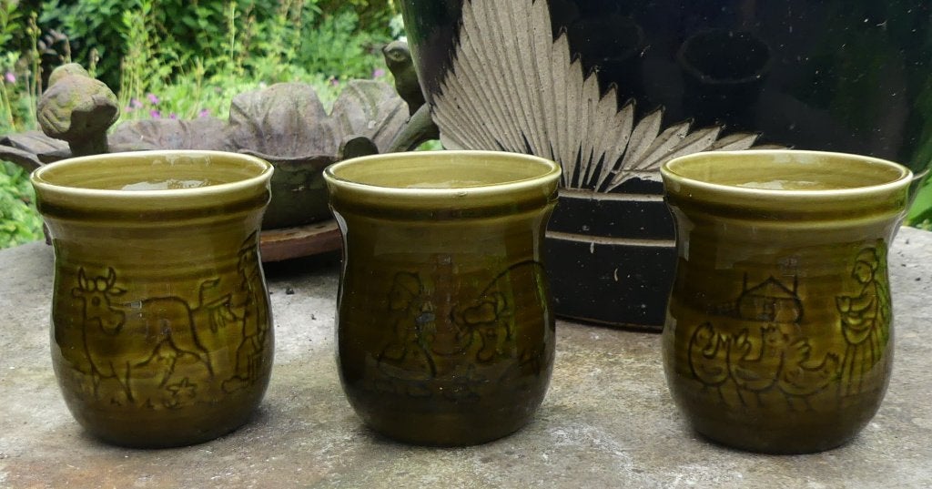 3 x Goedewaagen Beker Landhuis - diepgroen 1814 -1 /2 / 6, Antiek en Kunst, Ophalen of Verzenden