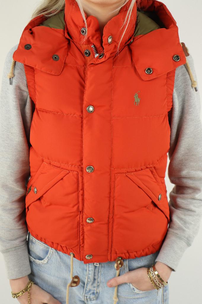 Ralph Lauren bodywarmer met capuchon - XS - Oranje / khaki, -, -, Oranje, Ophalen of Verzenden
