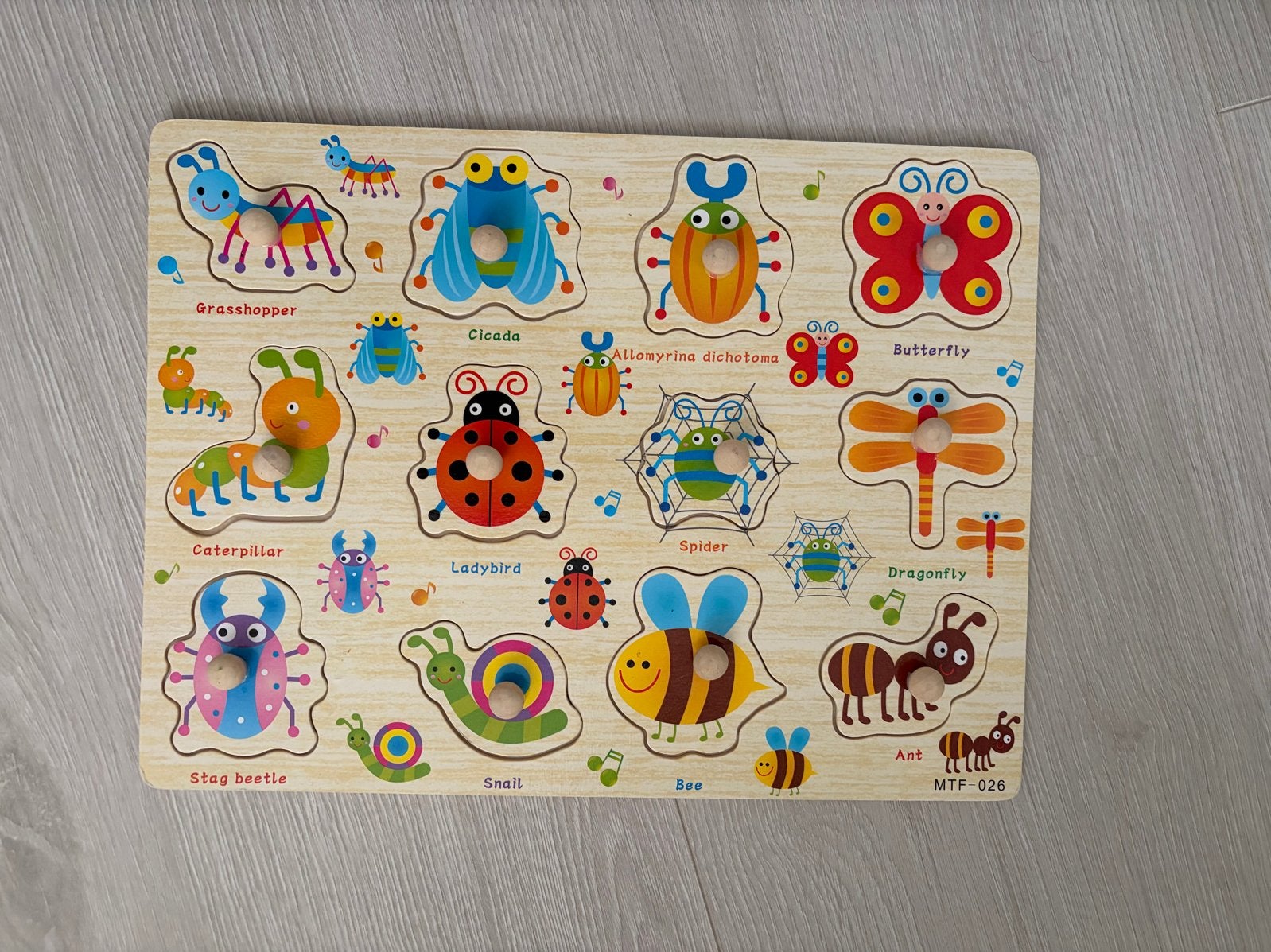 Houten insectenpuzzel voor kinderen, 2 tot 4 jaar, Gebruikt, 10 tot 50 stukjes, Ophalen of Verzenden