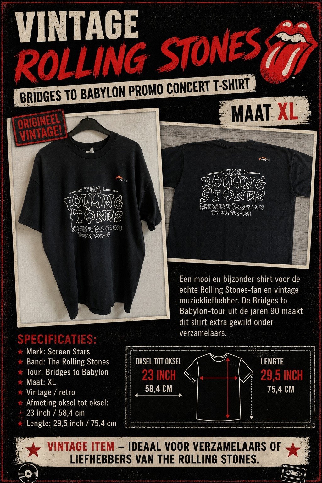 Rolling Stones T-shirt, Kleding | Heren, T-shirts, Ophalen, Maat 56/58 (XL), Zwart