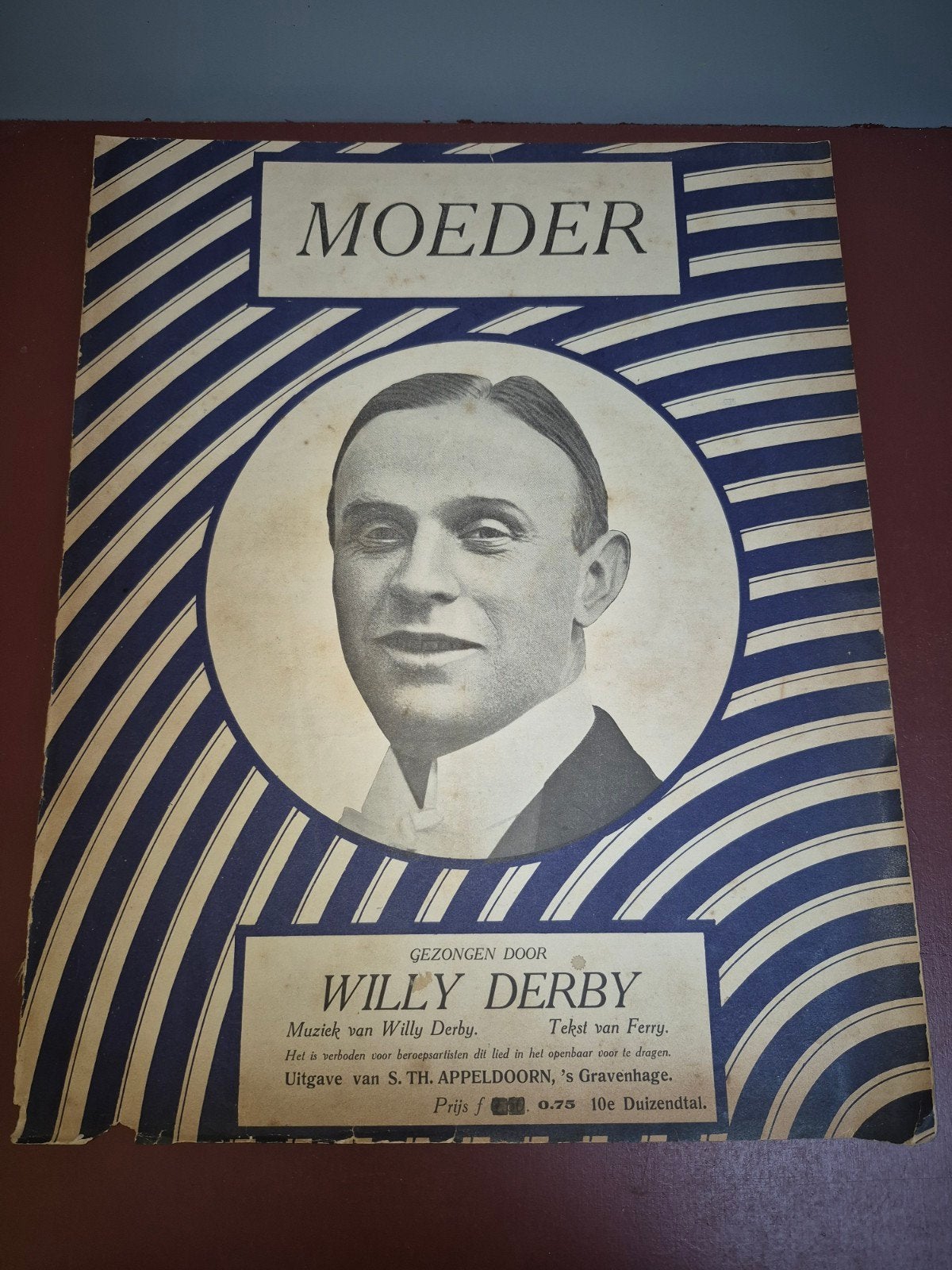Oud bladmuziek: Moeder gezongen door Willy Derby, Piano, Gebruikt, Ophalen of Verzenden, Artiest of Componist