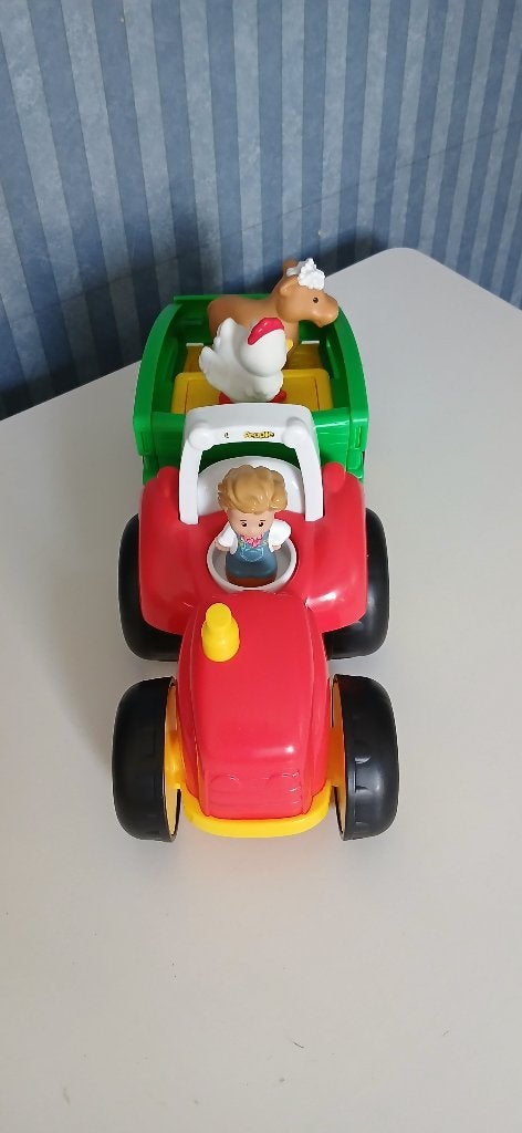 Little people tractor met boer en dieren, Ophalen, Zo goed als nieuw, Speelset, Met geluid