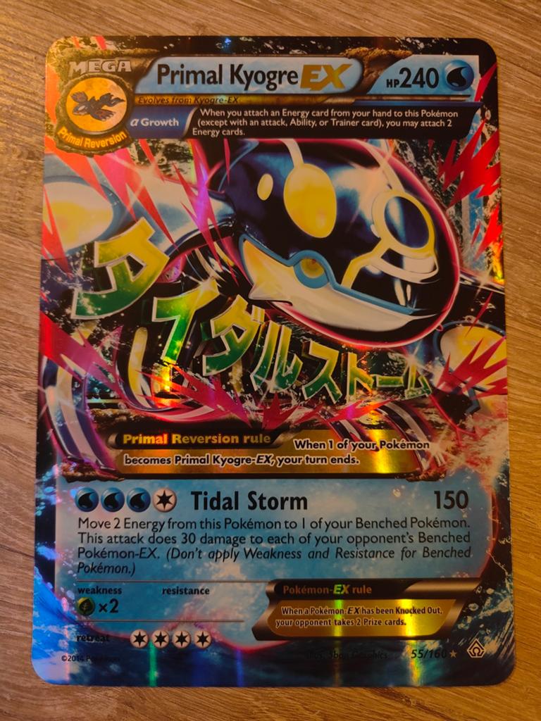 Pokémon Kaart Primal Kyogre EX (55/160) - JUMBO CARD, Hobby en Vrije tijd, Verzamelkaartspellen | Pokémon, Zo goed als nieuw, Losse kaart