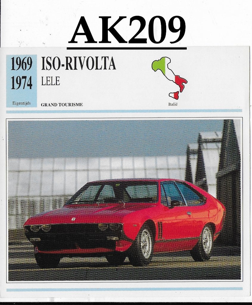Ak209 autokaart iso- rivolta lele ( 1969 - 1974 ), Ophalen of Verzenden, Zo goed als nieuw, Auto's