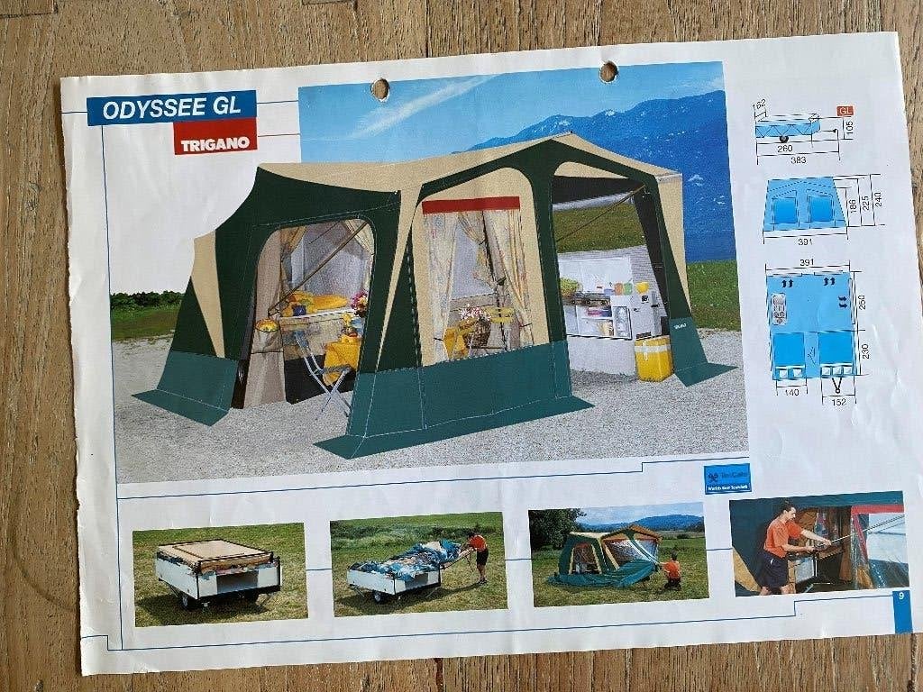 Vouwwagen Trigano Odyssee GL - 2003, Caravans en Kamperen, Vouwwagens, Ophalen, Trigano, Beige, Aanwezig