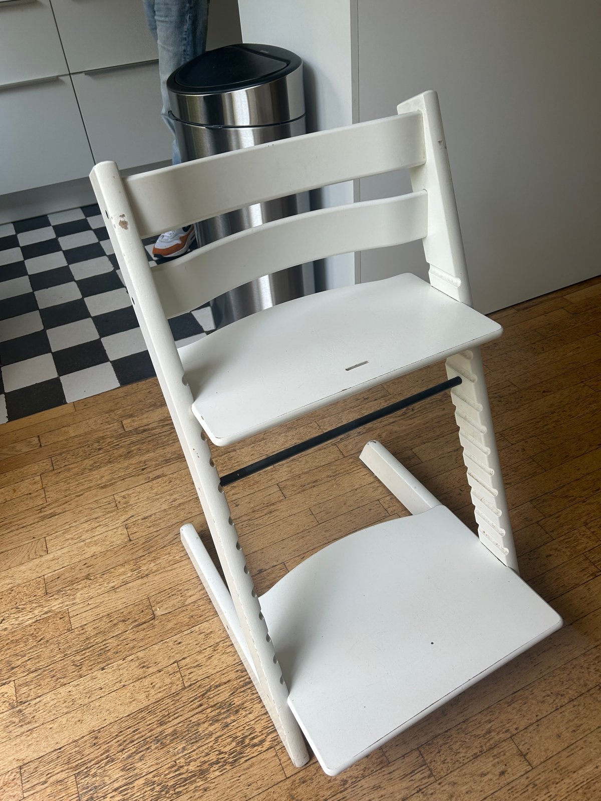 Stokke Tripp Trapp meegroeistoel wit, Ophalen, Gebruikt, Meegroeistoel, Aanschuifbaar