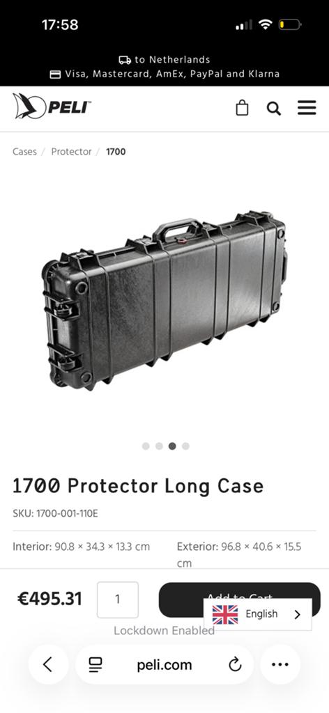 Peli 1700 Protector Case – new foam – good condition, Muziek en Instrumenten, Behuizingen en Koffers, Ophalen of Verzenden, Zo goed als nieuw
