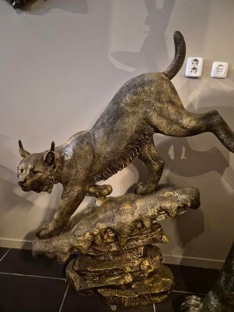 Nieuw Polyester Beeld: Lynx op Rots - 132x110cm, Ophalen, Weerbestendig, Kunststof, Zoogdier