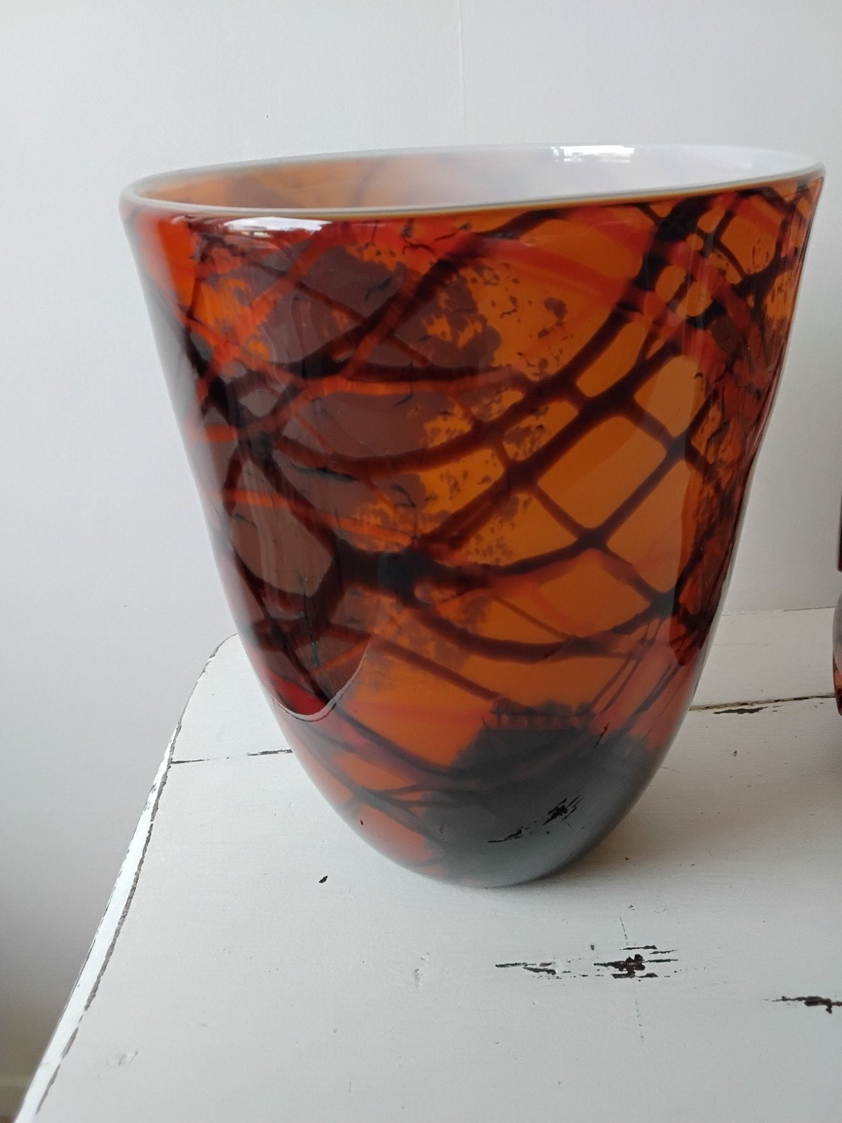 glazen vaas, Handgemaakt, Meerkleurig, Ophalen of Verzenden, Glas