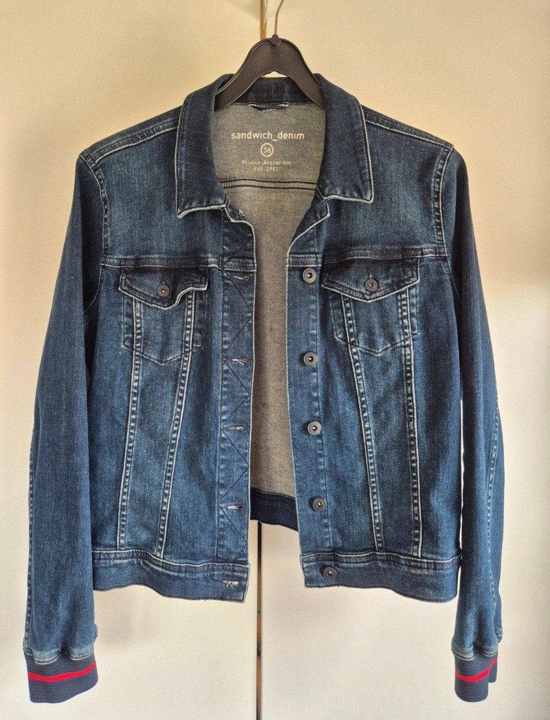 Sandwich Denim spijkerjasje maat 38, Maat 38/40 (M), Blauw, Ophalen of Verzenden, Zo goed als nieuw