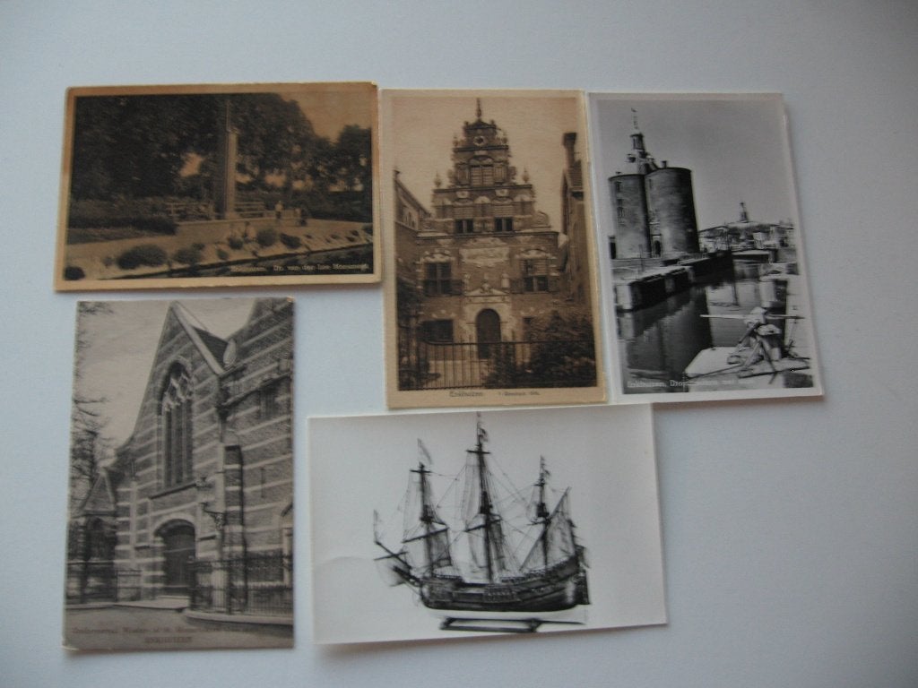 Vijf ansichtkaarten van Enkhuizen., Ophalen of Verzenden, 1940 tot 1960, Ongelopen, Noord-Holland