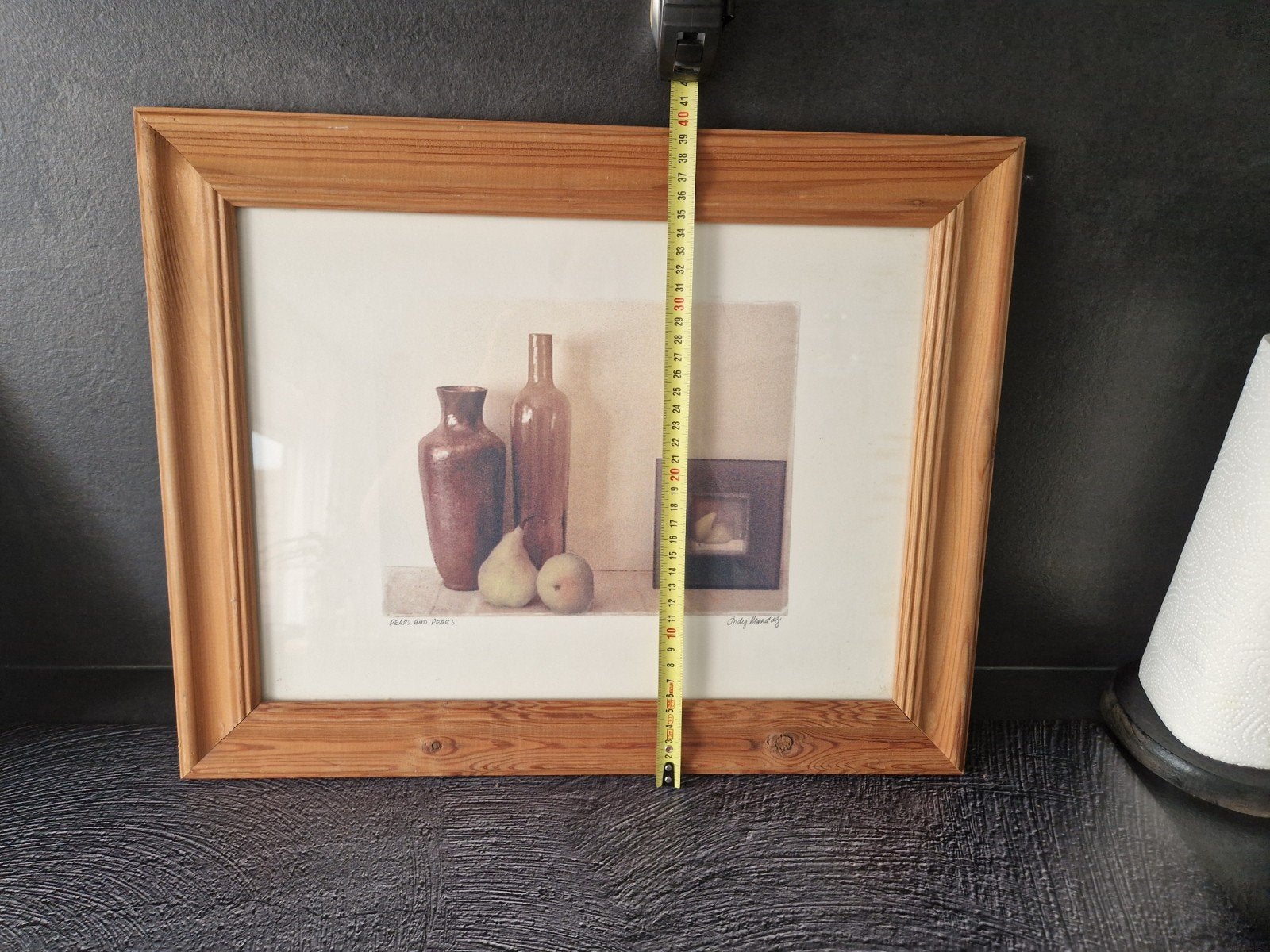 Schilderij met peren - Stilleven, Antiek en Kunst, Realistisch, Stilleven, Ophalen of Verzenden, Print
