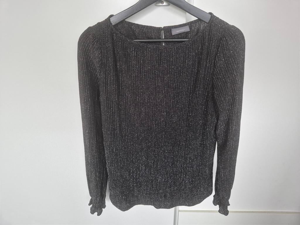 Luxe zwarte glitter blouse van C&A, Ophalen, Zwart, Zo goed als nieuw, Maat 36 (S)