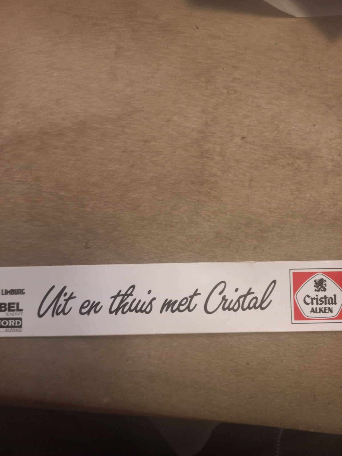 Vintage Cristal Alken Bier Reclamesticker - Uit en thuis, Ophalen of Verzenden, Gebruikt