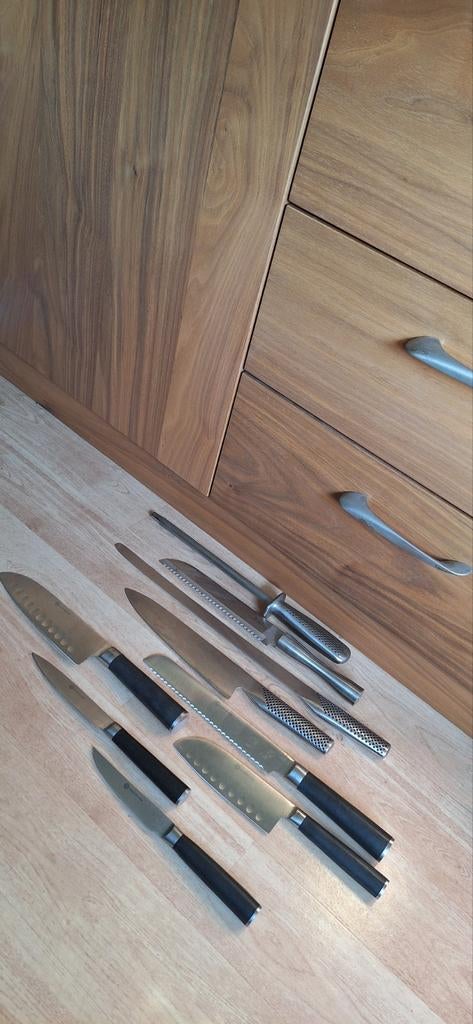 9 stuks messen/ messenset oa Global, Ophalen of Verzenden, Rvs of Chroom