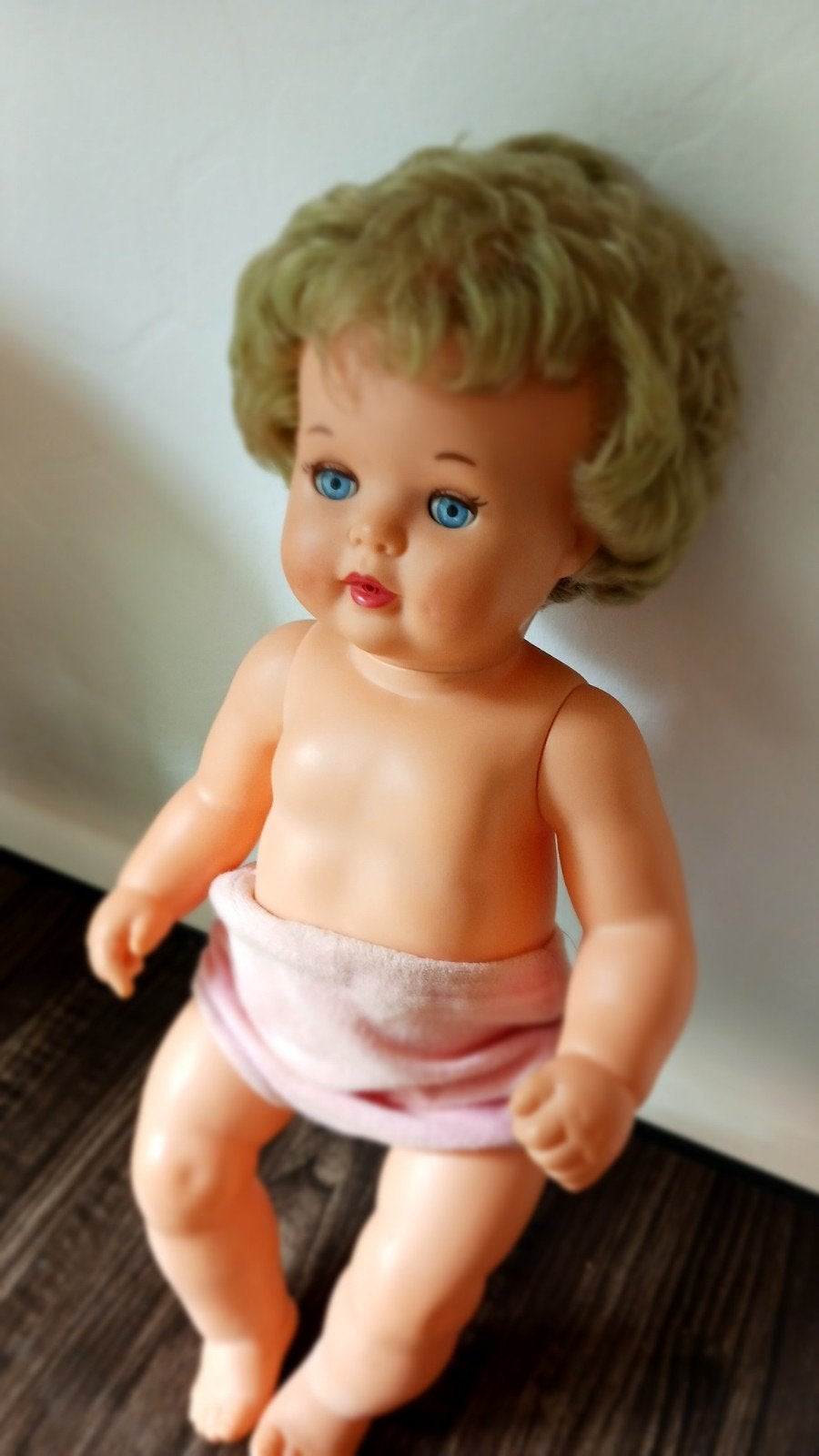 Vintage Schildkröt Babypop - 50cm, Verzamelen, Poppen, Ophalen of Verzenden, Gebruikt, Babypop