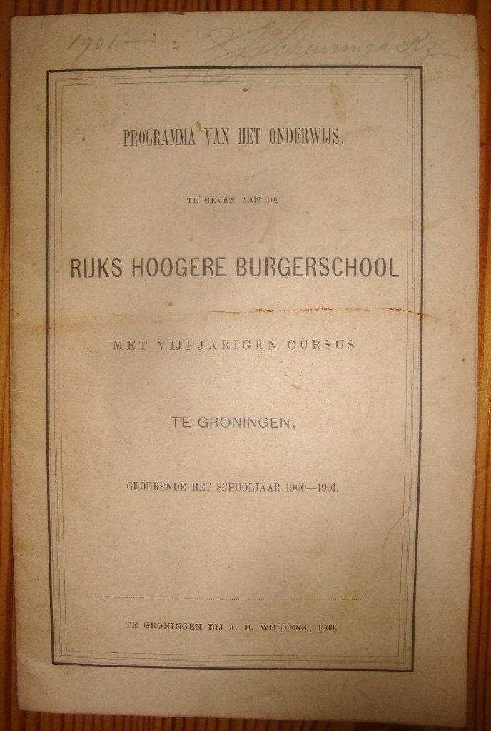 Rijks Hoogere Burgerschool te Groningen Schooljaar 1900-1901, Antiek en Kunst, Curiosa en Brocante, Ophalen of Verzenden