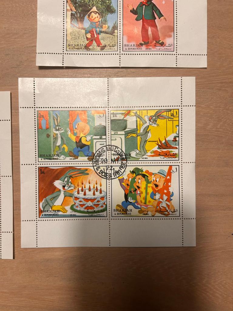 Vintage postzegels Sharjah: Disney, Looney Tunes, Pinokkio, Postzegels en Munten, Postzegels | Thematische zegels, Ophalen of Verzenden