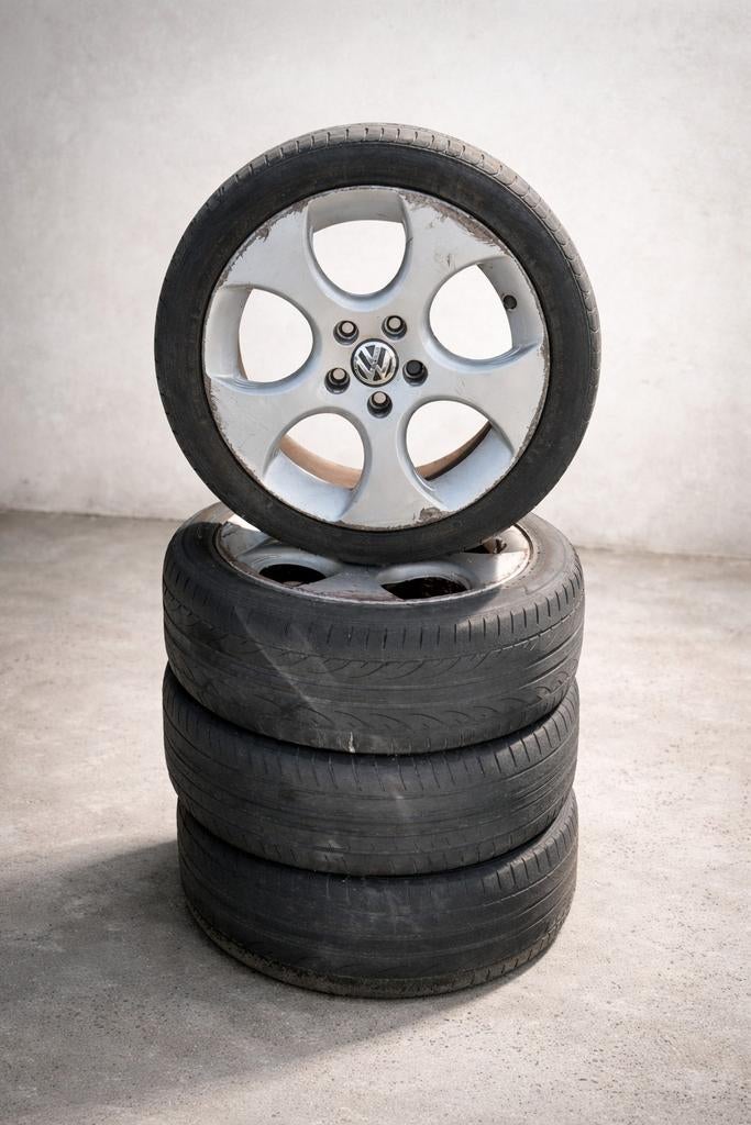 Velgenset 5x112 17 inch Volkswagen seat detroit golf 5 seat, Auto-onderdelen, Banden en Velgen, 18 inch, Gebruikt, 255 mm, Banden en Velgen