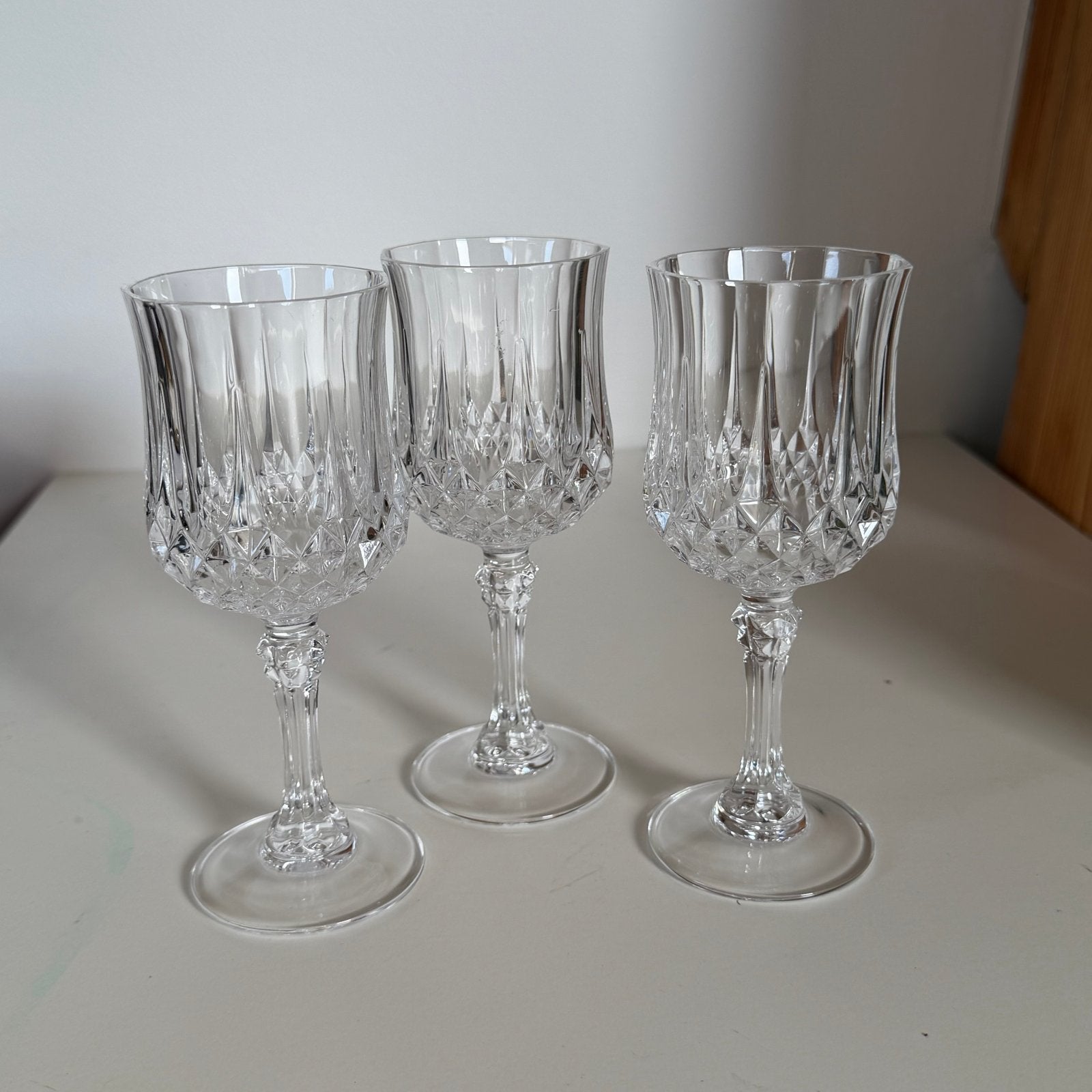 Set van 3 kristallen wijnglazen Cristal D'Arques Longchamp, Antiek en Kunst, Ophalen of Verzenden