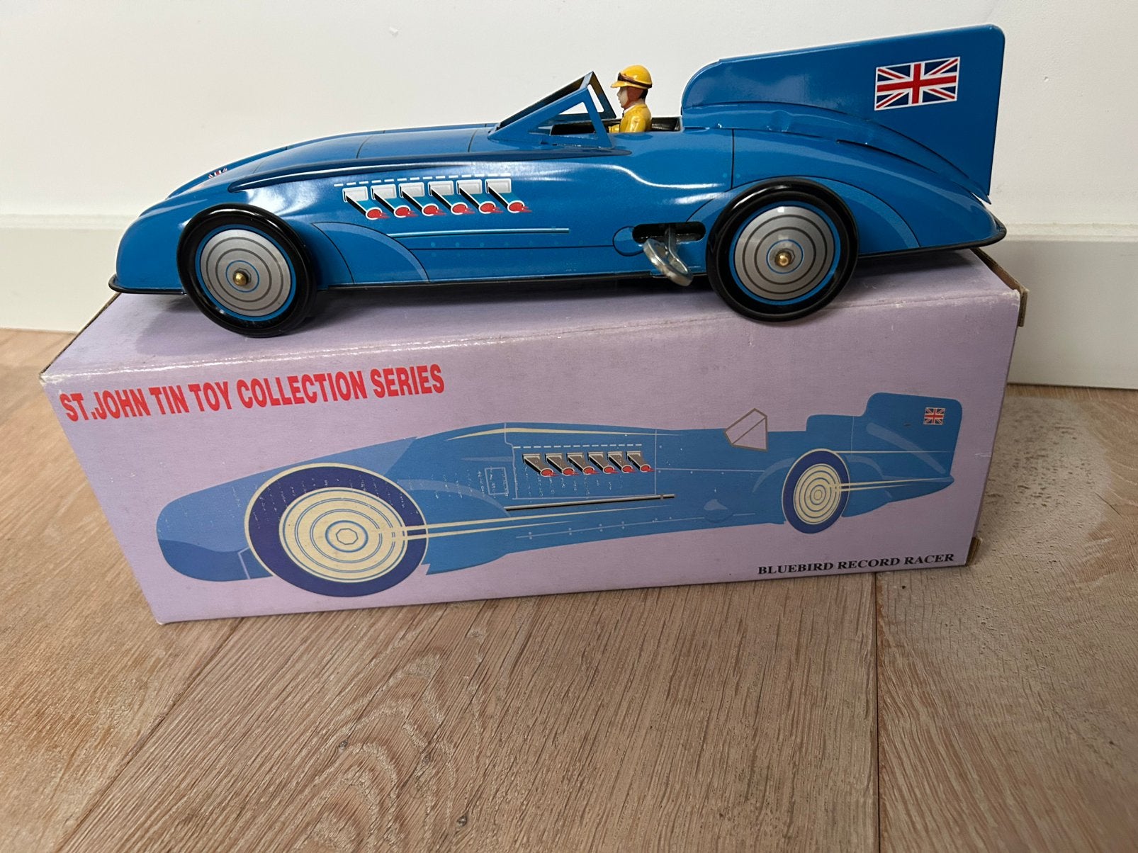 Schylling Raceauto St. John tin toy blik met doos, Verzamelen, Speelgoed, Ophalen of Verzenden, Nieuw