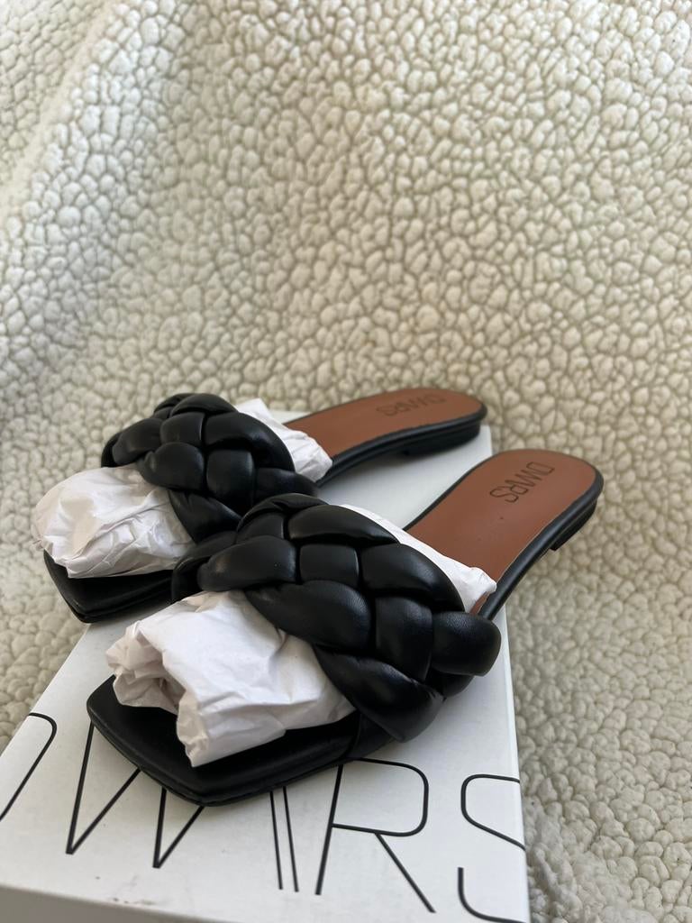 DWRS Bolivia zwart leren slippers maat 36-37-38-39-40 nieuw, Kleding | Dames, Schoenen, Ophalen of Verzenden, Nieuw, Zwart, Slippers