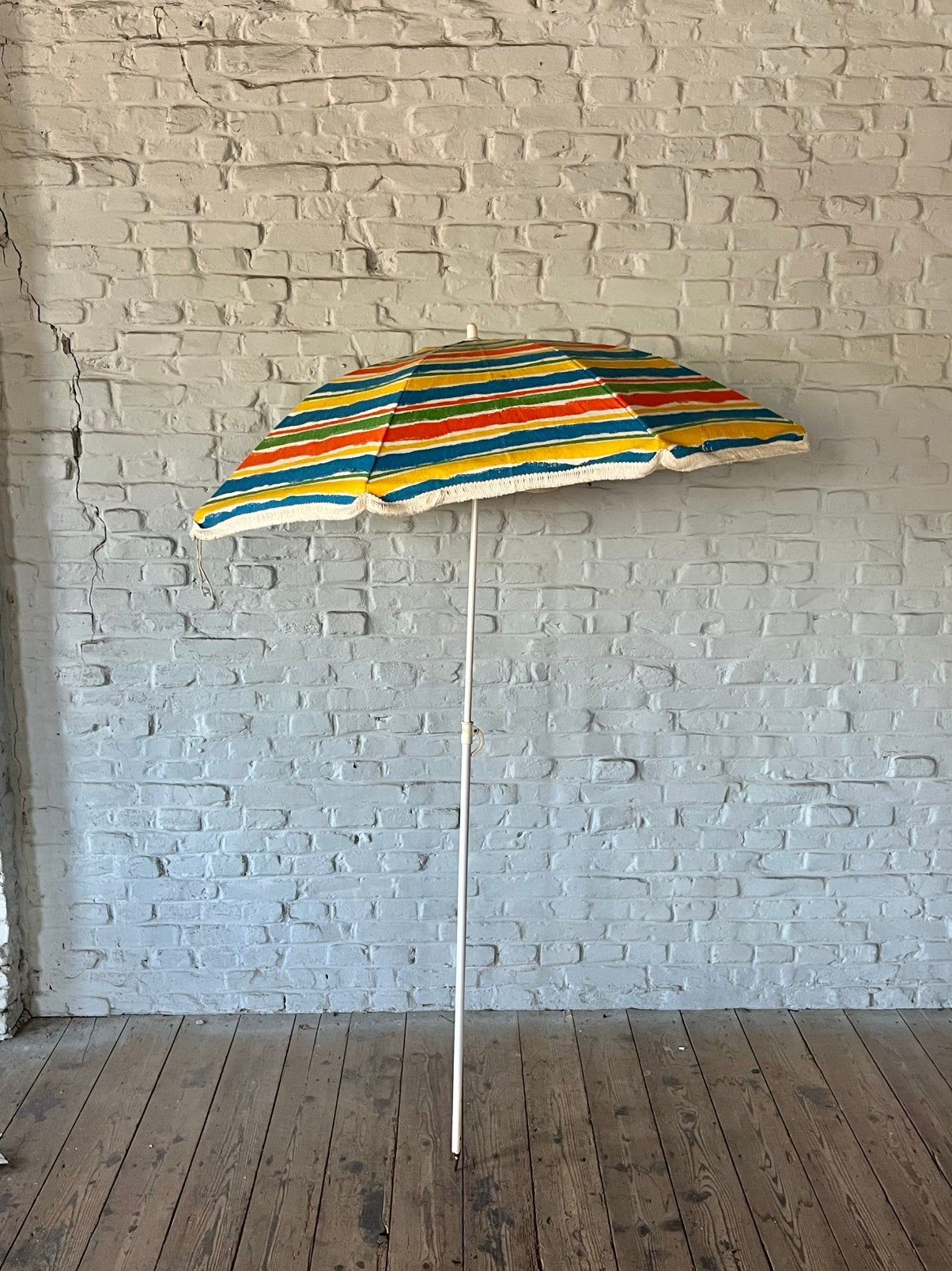 Vintage parasol stof retro kleurrijk strand, Tuin en Terras, Ophalen, 1 tot 2 meter, Strandparasol, A
