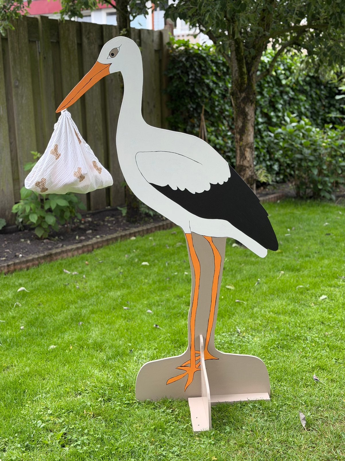 Geboorte ooievaar met toebehoren te huur, Ophalen, Zo goed als nieuw