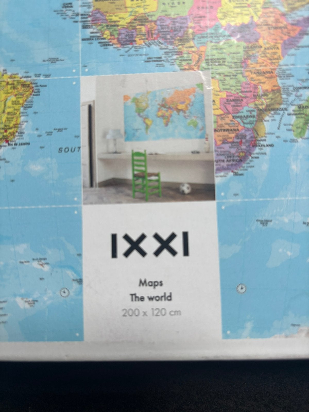 IXXI Wereldkaart 200 x 120, Huis en Inrichting, Woonaccessoires | Wanddecoraties, Ophalen of Verzenden, Zo goed als nieuw