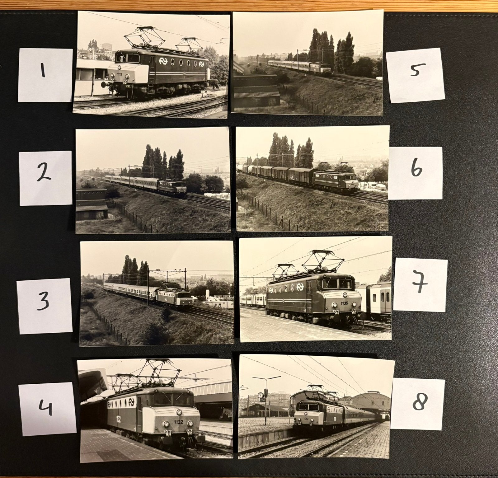 8 originele foto’s locomotieven NS-serie 1100 (jaren 70), Verzamelen, Ophalen of Verzenden, Gebruikt, Trein