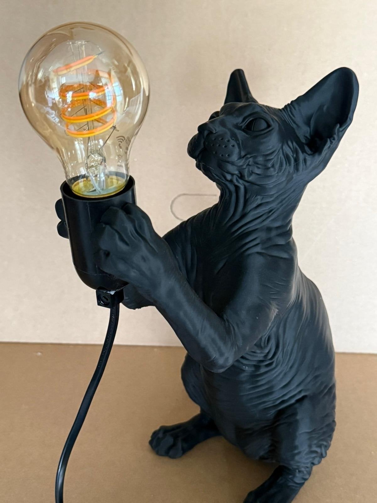 Unieke Sphynx Kat Lamp, Ophalen, Zwart, Kunststof, Zo goed als nieuw