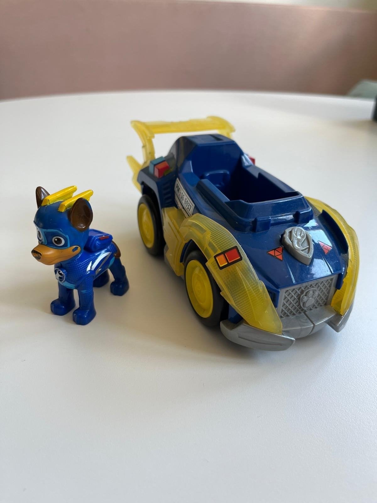Paw Patrol Mighty Pups Super Paws Chase met voertuig, Ophalen of Verzenden, Zo goed als nieuw