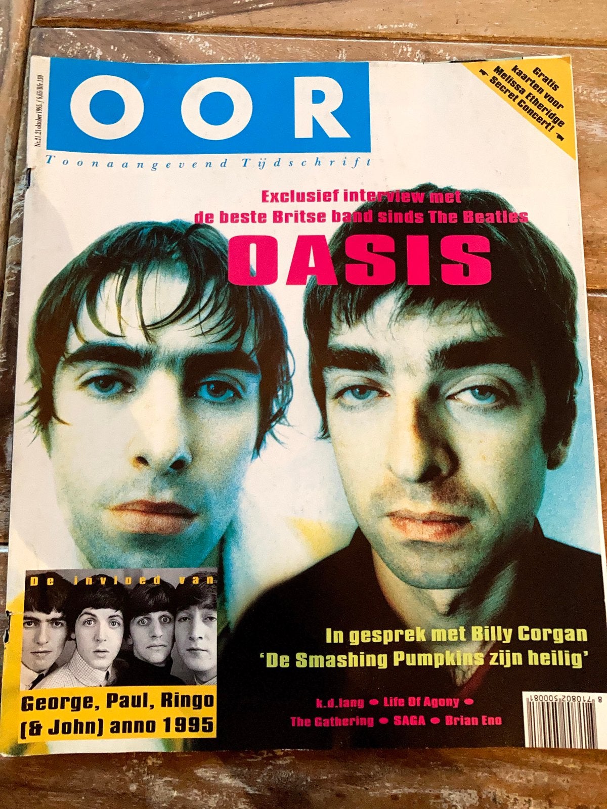 OOR Magazine 1995 GATHERING Smashing Pumpkins OASIS KD Lang, Ophalen of Verzenden, Zo goed als nieuw, Muziek, Film of Tv