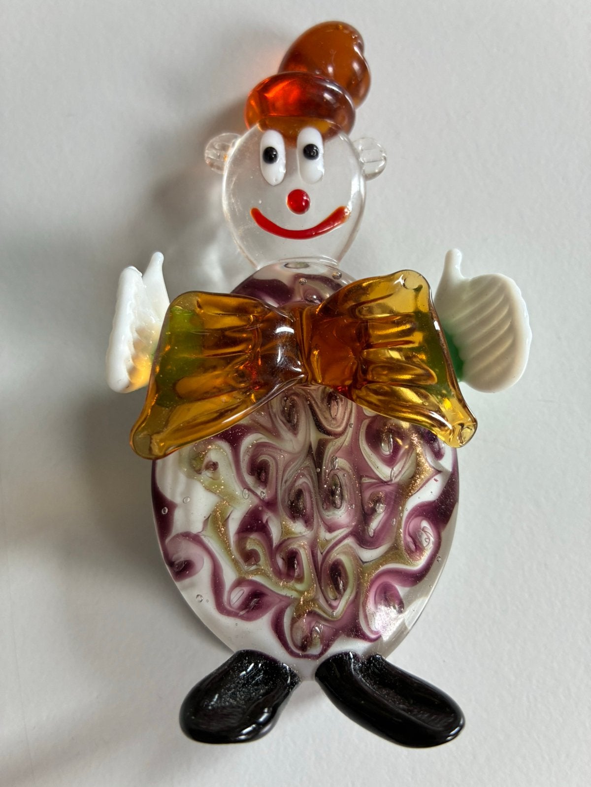 Unieke Vintage Murano Glas Clown Paarse Swirl & Thumbs Up!, Antiek en Kunst, Ophalen of Verzenden