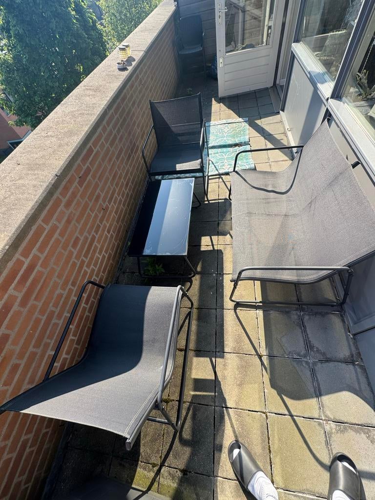Tuinset met tafeltje en bankje, Tuin en Terras, Tuinsets en Loungesets, Ophalen, 4 zitplaatsen, Textileen, Zo goed als nieuw