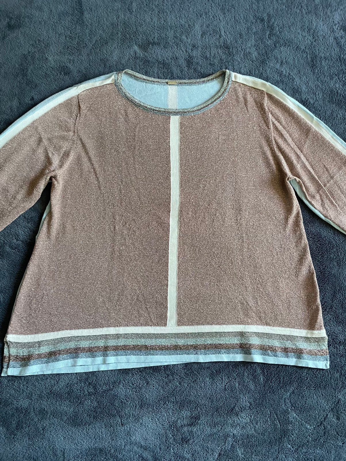 Gustav T-shirt, bruin/blauw, Maat M/L, 40, Kleding | Dames, Overige kleuren, Maat 42/44 (L), Ophalen of Verzenden, Zo goed als nieuw