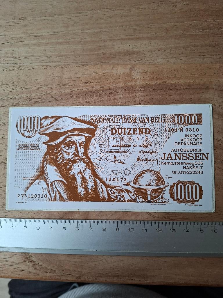 Sticker 1000 frank België, Ophalen of Verzenden, Zo goed als nieuw, Overige typen