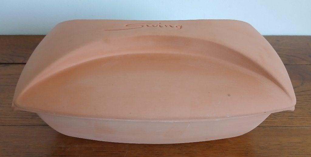 Römertopf Swing terracotta braad-/stoompan, inhoud 2 liter., Huis en Inrichting, Keuken | Potten en Pannen, Ophalen of Verzenden
