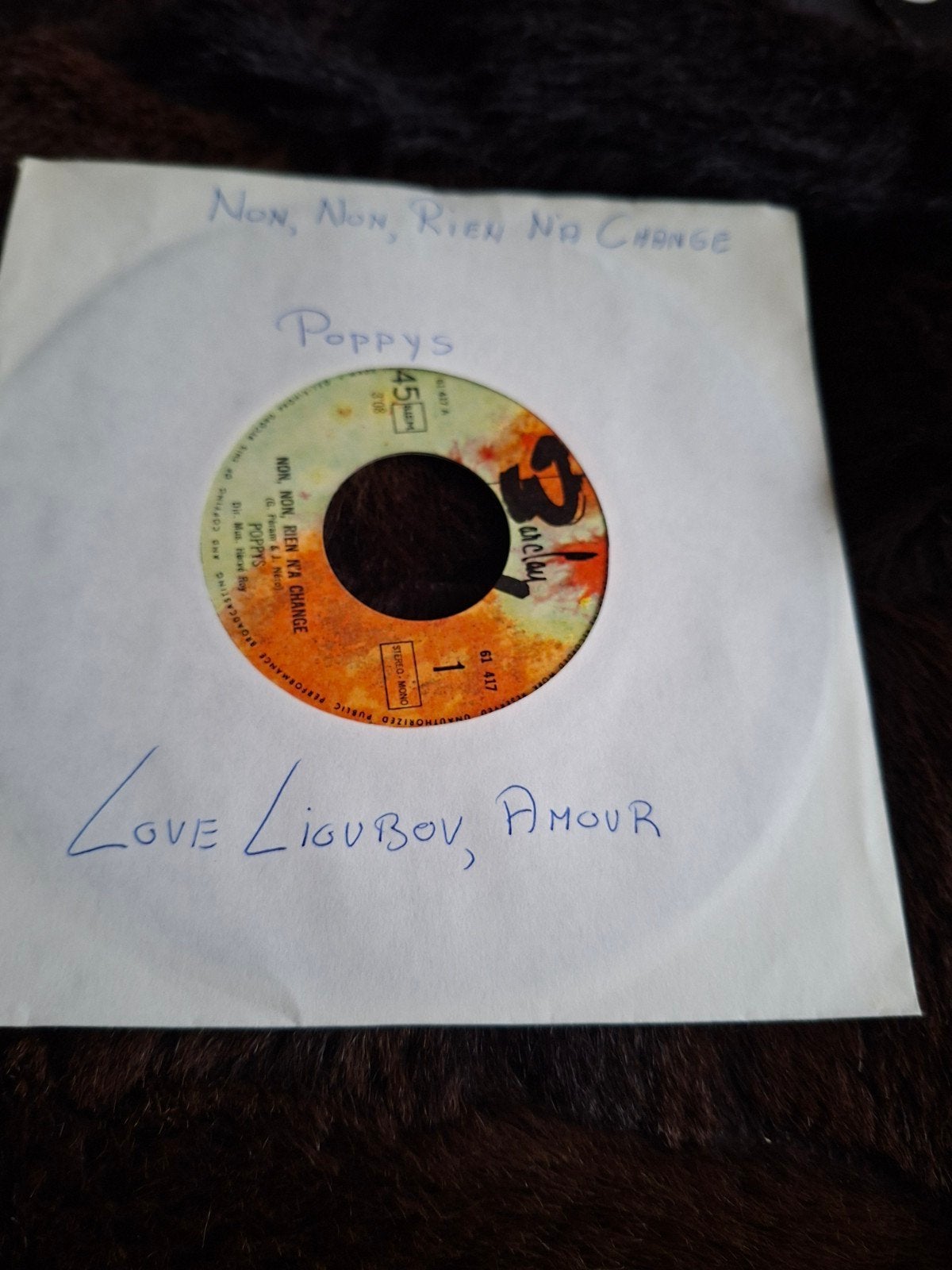 Poppys - Non, Non, Rien N'a Changé 7 inch vinyl single, Gebruikt, 7 inch, Ophalen of Verzenden, Pop