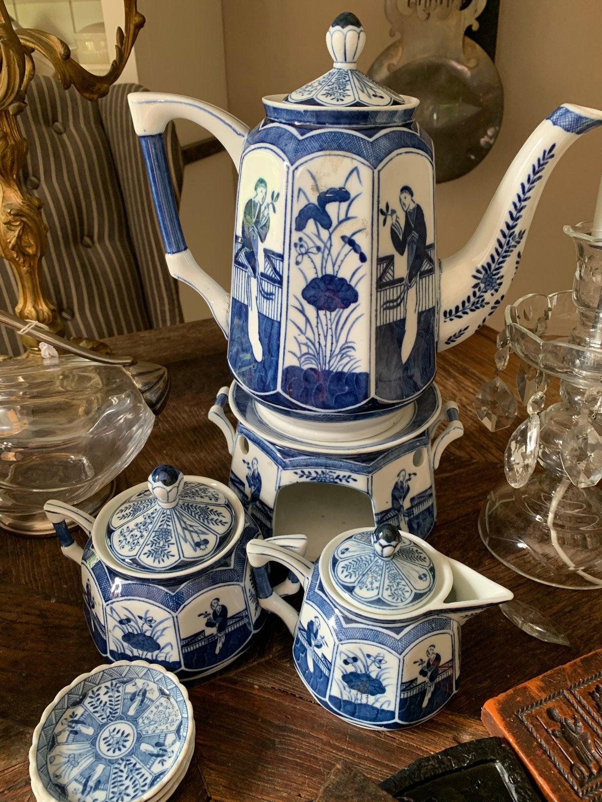 Maastrichts aardewerk Lange Lijs theepot en set, Ophalen of Verzenden