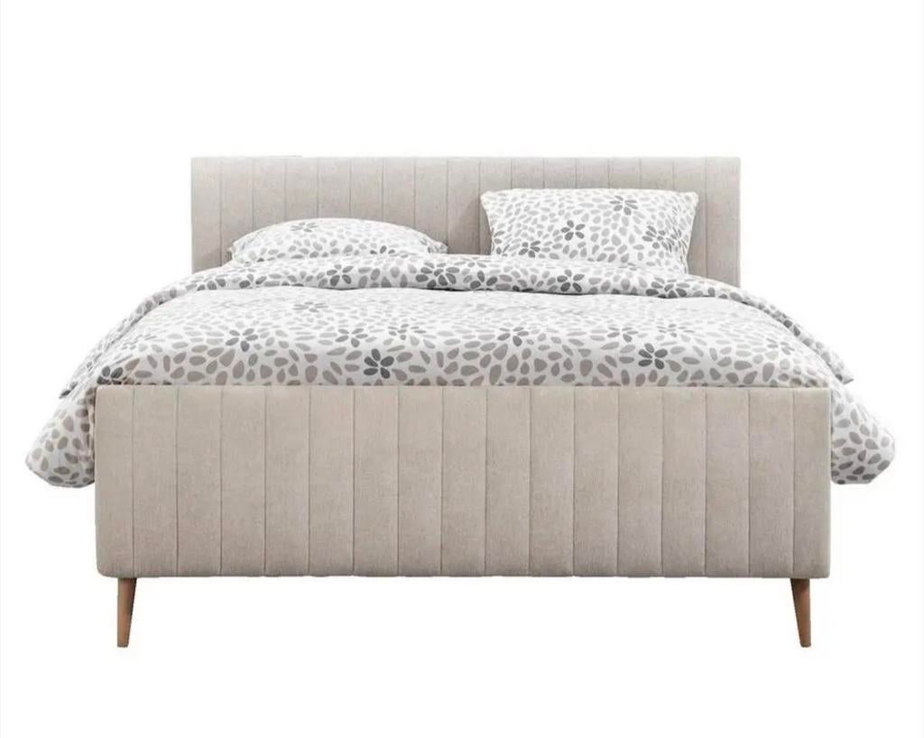 Leen Bakker Lieke bed 140x200, Huis en Inrichting, Slaapkamer | Bedden, Modern, Scandinavisch, Beige, Tweepersoons, Zo goed als nieuw