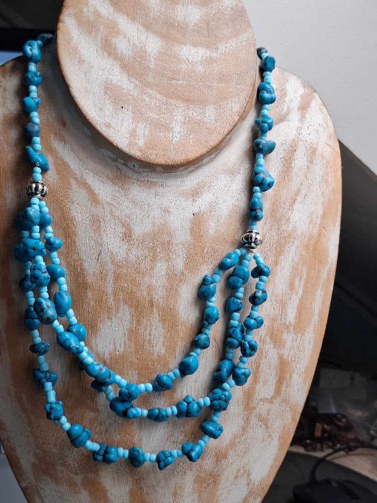 Handgemaakte ketting natuursteen, Ophalen of Verzenden, Zo goed als nieuw, Overige kleuren, Overige materialen