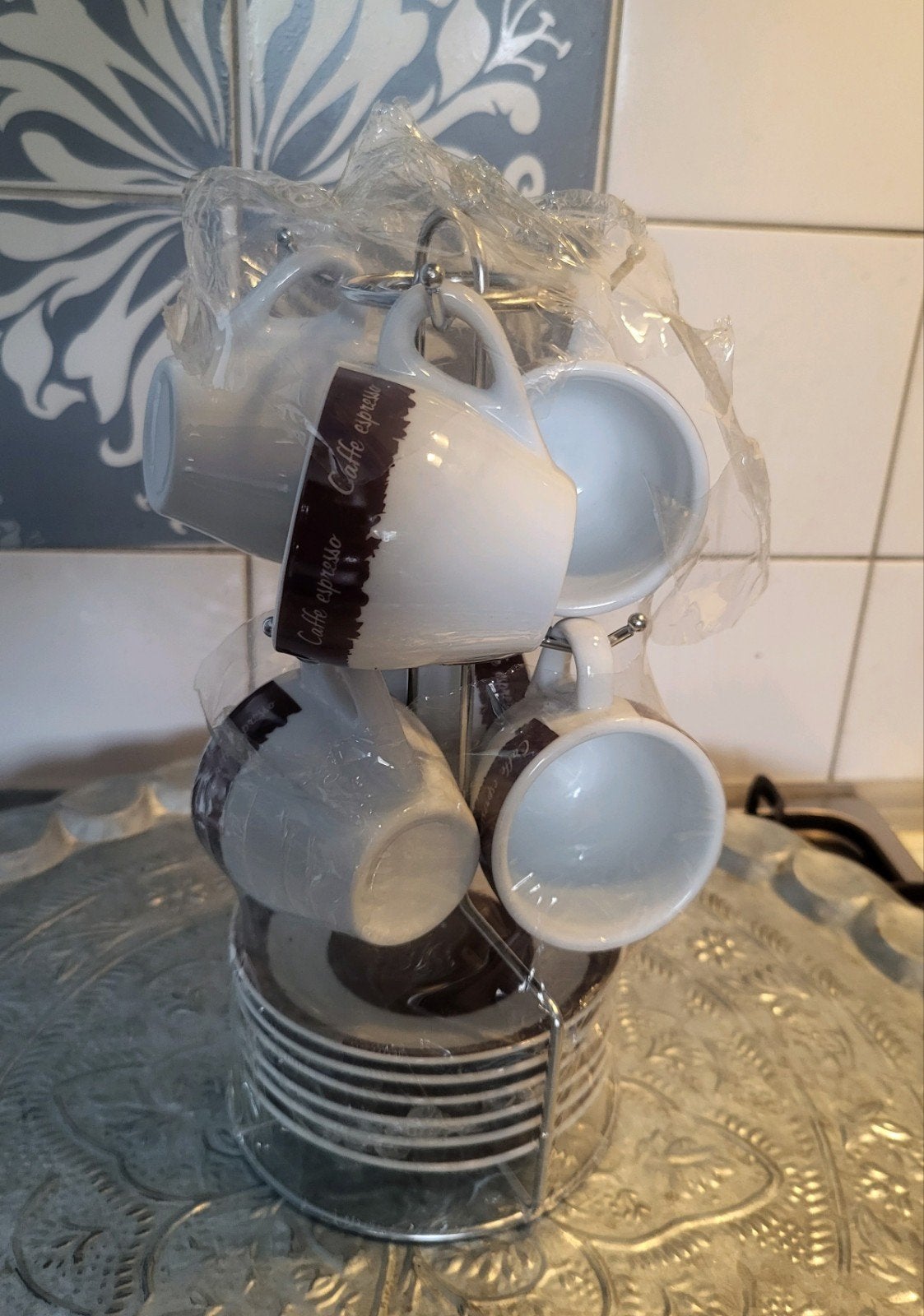 Set van 6 espresso kopjes en schotels op Rekje - NIEUW, Ophalen, Nieuw, Kop(pen) en/of Schotel(s)