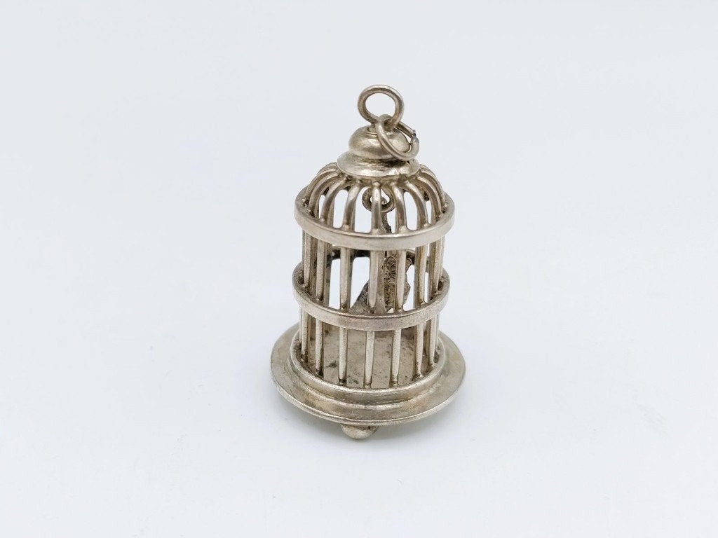 Zilveren miniatuur vogelkooi, A.F. Westerwaal, Amsterdam, Verzenden, Zilver