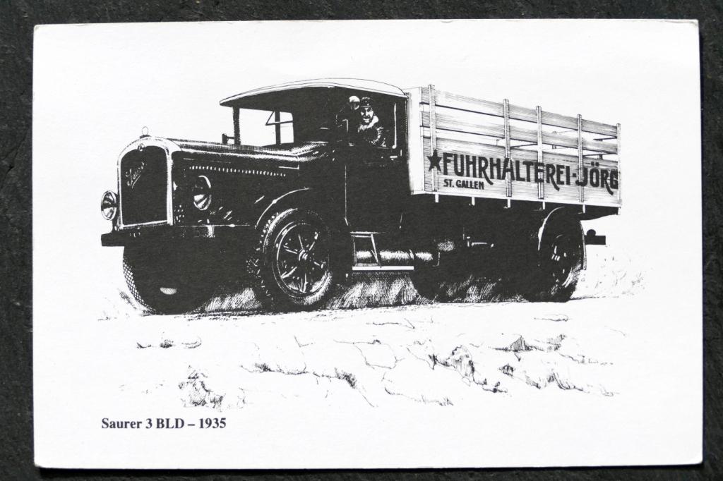 Saurer 3 BLD, Jubileumkaart 50 jaar DAF Trucks Belgie, 1984, Gebruikt, Verzenden, 1980 tot heden, Prent