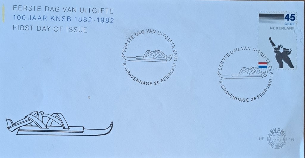 eerste dag enveloppe 100 jaar KNSB, Ophalen of Verzenden, Onbeschreven, Nederland