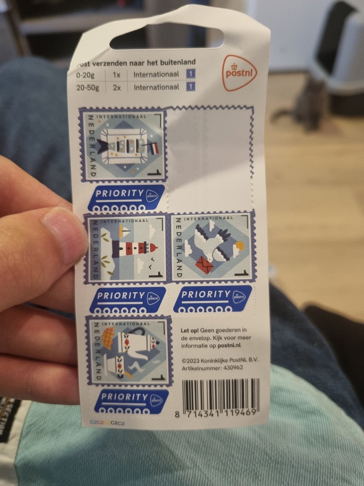 PostNL Internationale Postzegels - Priority (4 stuks), Ophalen of Verzenden