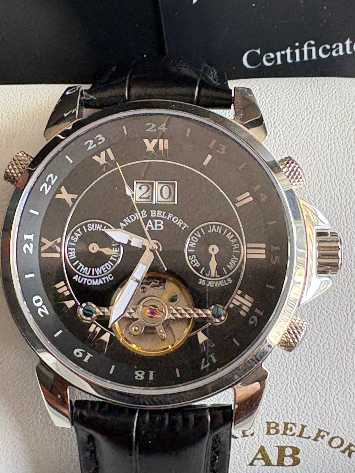 Andre Belfort complication AB 4410, Overige merken, Staal, Polshorloge, Ophalen of Verzenden