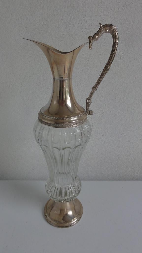 Waterkan of wijnkan, Italie kristal antiek, slank model, Ophalen of Verzenden